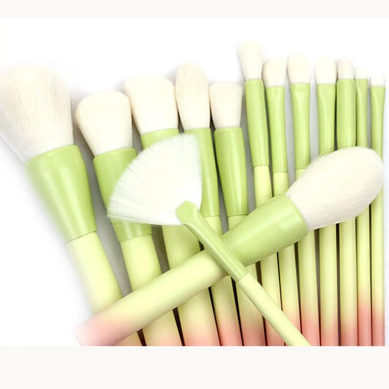 Pink Green Gradient Makeup Brushes Set